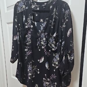 Torrid Black Floral Crystal Harper Blouse